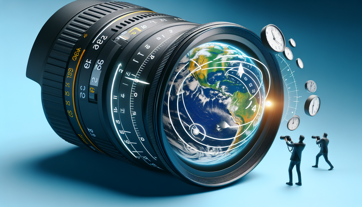 "alt_text": "Ilustrasi Bumi dengan jam menunjukkan perubahan durasi rotasi selama sejarah."