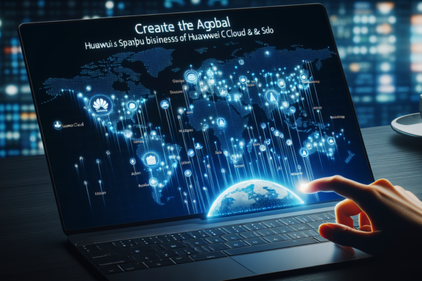 alt_text: Peta global menunjukan ekspansi AI bisnis Huawei Cloud & Solo ke pasar internasional.