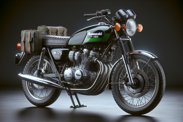 alt_text: Kawasaki W175 ABS bergaya retro klasik dengan fitur keamanan modern.