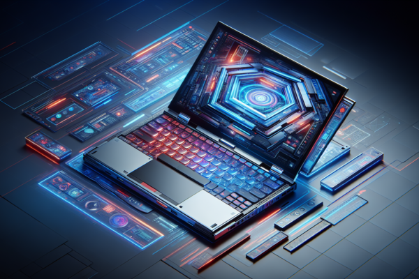 alt_text: Laptop Lenovo Yoga Aura Edition, desain futuristik dan multifungsi untuk produktivitas optimal.