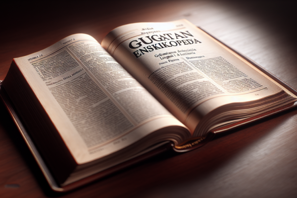 alt_text: Buku hukum terbuka di atas meja dengan tulisan "Gugatan Ensiklopedia" dan GPT-4 disebutkan.