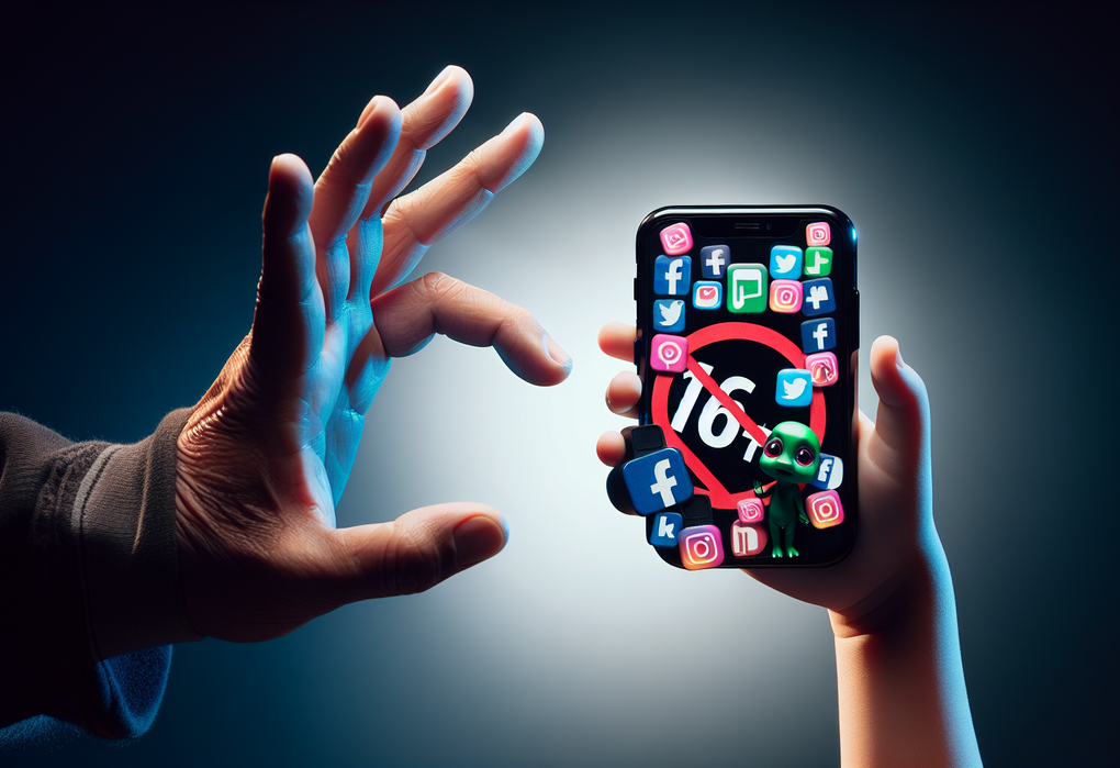 alt_text: "Ilustrasi kebijakan pembatasan media sosial bagi anak usia di bawah 16 tahun di Indonesia."