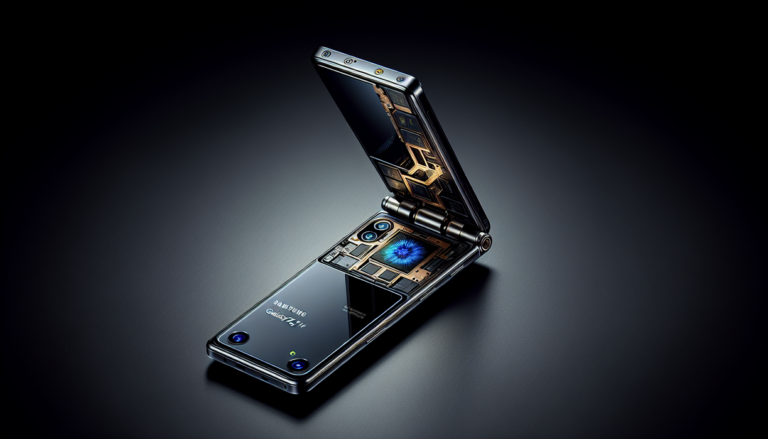 alt_text: Samsung Galaxy Z Flip 8 dengan engsel baru dan chipset misterius ditampilkan dalam gambar.